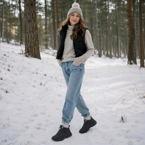 SHIBEVER Snow Boots Women Warm: Winter Fur Lined Ankle Booties