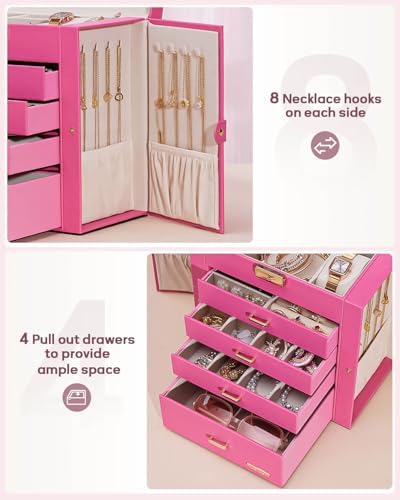 Homde Large Jewelry Box for Women: 5-Layer Organizer with Lock for Dresser