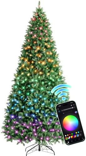 HOLLO STAR 12ft Prelit Christmas Tree, Multi-Color RGBW Lights