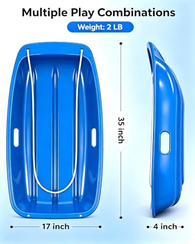 Snow Sled for Kids and Adult, Toboggan Sled with Plastic Cold-Resistant 35"