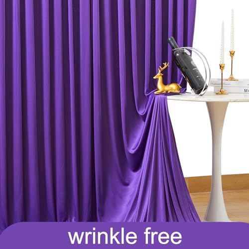 Purple Backdrop Curtain for Parties Wedding Wrinkle Free Purple Photo Curtains Backdrop Drapes Fabric Decoration for Birthday Party Photography 5ft x 7ft,2 Panels