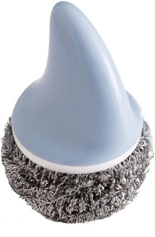 Steel Ball Pot Brush Cleaning Tableware Brush with Handle Stainless Steel Brush Pot Ball Kitchen Supplies(Black)
