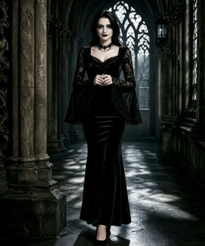 Halloween Gothic Mermaid Dress for Women Witch Vampire Costume