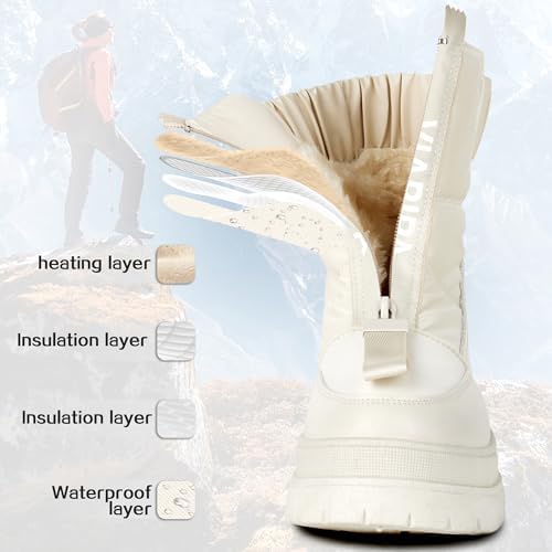 Women's Warm Insulated Fashion Winter Boots, Mid-Calf Waterproof Snow Boots