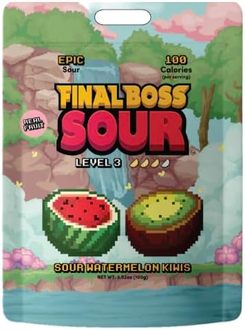Final Boss Sour Fruit Candy, Watermelon Kiwi, Level 3, 1 Pack