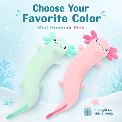 Tezituor Axolotl Stuffed Animal Plush Body Pillow Teen Girls Gift, 48 inch