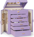 AKOZLIN 6-Tier Jewelry Box Organizer 5 Drawers Storage Medium Violet