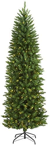 Nearly Natural 7 ft Artificial Pine Christmas Tree with Lights Room Decor