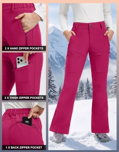 Women's Snow Ski Pants Fleece Lined Water Resistant Warm Flare Fit