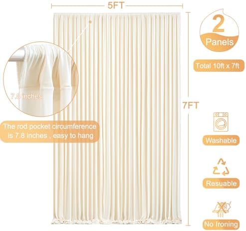 Champagne Backdrop Curtain for Parties Wedding Baby Shower Wrinkle Free Photo Curtains Backdrop Drapes Fabric Decoration for Bridal Shower 5ft x 7ft,2 Panels