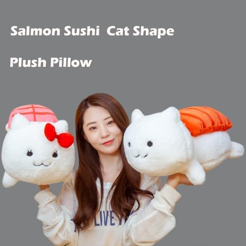 ELAINREN 3 pcs Salmon Sushi Cat Plush Pillow/11.8''