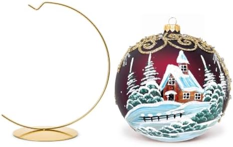 Hand Blown Glass Ball Christmas Ornament, 6 in, Winter Dusk Burgundy