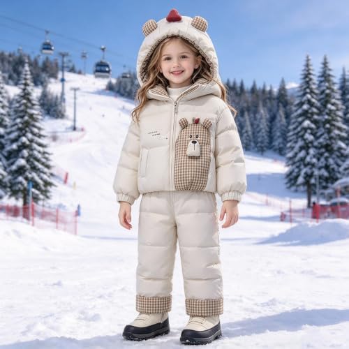 Girls Boys Bib Snow Pants and Ski Jacket Water-Resistant Insulated Snowsuit