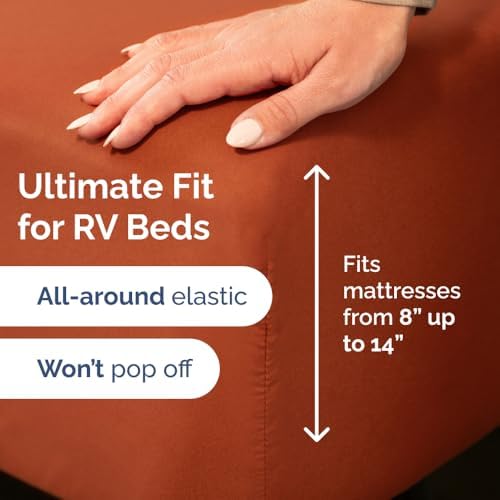 Short Queen Size 4 Piece Bed Sheet Set - RV Short Queen Sheets - Terracotta