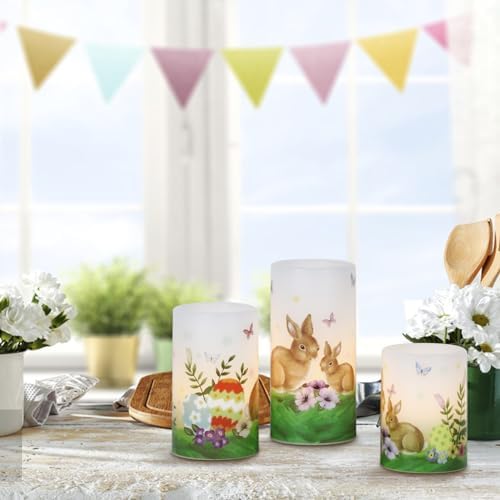 Easter Bunny Flameless Candles Battery Operated with 6 Hour Timer