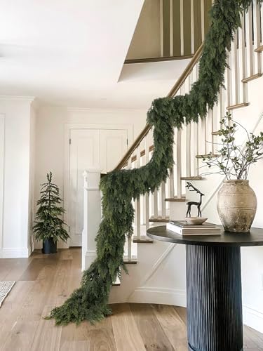 9Ft Christmas Cedar Garland, Real Touch Soft Greenery Christmas Decorations
