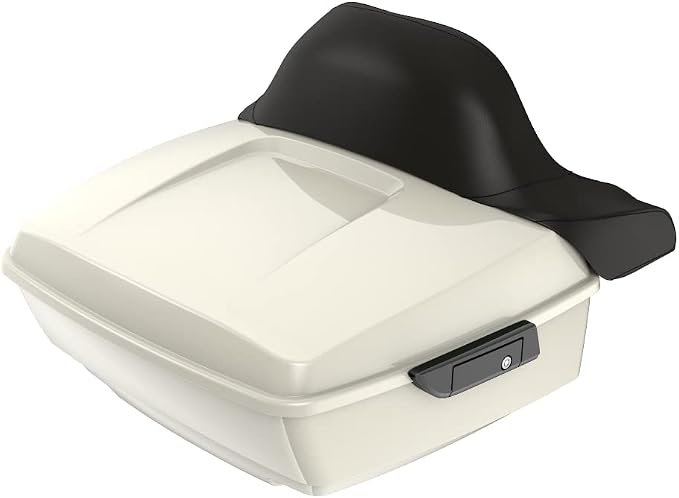 Advanblack Road Glide Tour Trunk Pack Birch White King Tour Trunk Pack Luggage +Wrap-Around Backrest Pad for '97-'25 Harley Touring Road King Street Glide Electra Glide CVO models