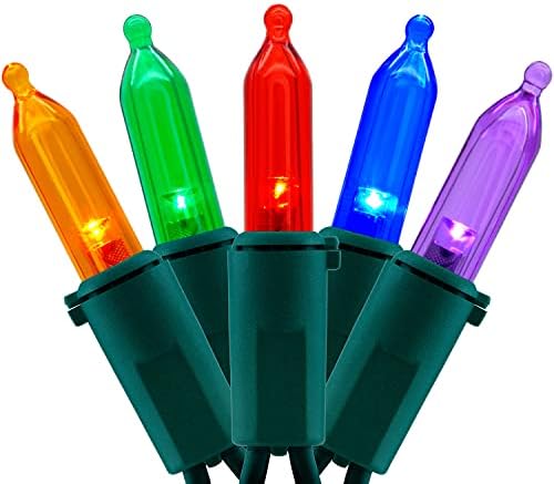 YULETIME 200 Multicolor LED Christmas Lights, 66 ft Green Wire String Light