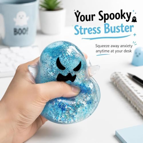 Halloween Spooky Super Soft Stress Balls | Squishy Sensory Squeeze Toy Relief Fidget Gift for Women Men Horror Holiday & Birthday Gift Party Favor(Blue)
