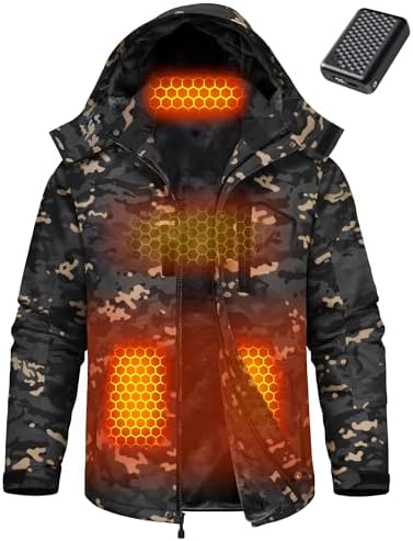 Wulcea Graphene Heated Jacket for Men Fur Lined with Large Capacity Battery Pack