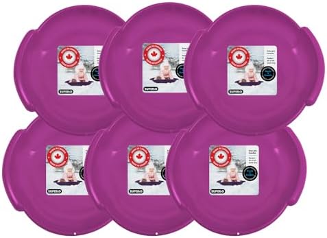 Superio Round Snow Saucer Sled- 24" Plastic Disc Sled for Kids and Adults- Heavy Duty Sled with Handles for Downhill Sledding, Winter Outdoor Sports