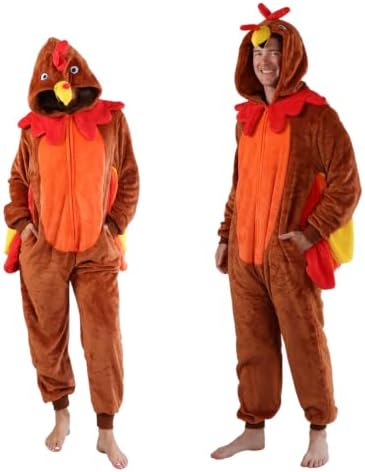 Funziez! Slim Fit Adult Onesie - Animal Costume - Plush Unisex Halloween One Piece Cosplay Suit for Women and Men