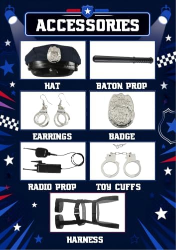 Police Costume Women Cop Officer Romper Bodysuit Halloween Party Outfit Set