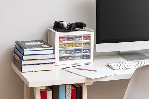 IRIS USA 16-Drawer Small Drawer Organizer, Craft Desk Storage, White