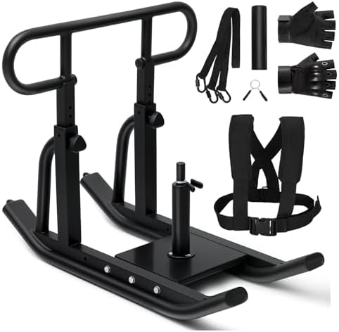 Weight Sled, Fitness Sled, Fitness Strength Training Sled,Adjustable Height Weight Training Sled,Heavy Duty Workout Sled for Building Muscle and Explosive Strength for 1" and 2" Weight Plates