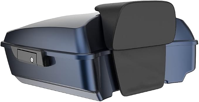 Advanblack Road Glide Tour Trunk Pack Midnight Blue Chopped Tour Trunk Pack Backrest Pad for '97-'25 Harley Touring Road King Street Glide Electra Glide CVO models