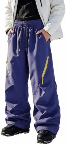 Xiaojmake Men's Baggy Snow Pants Zip Pocket Outdoor Winter Ski Trousers