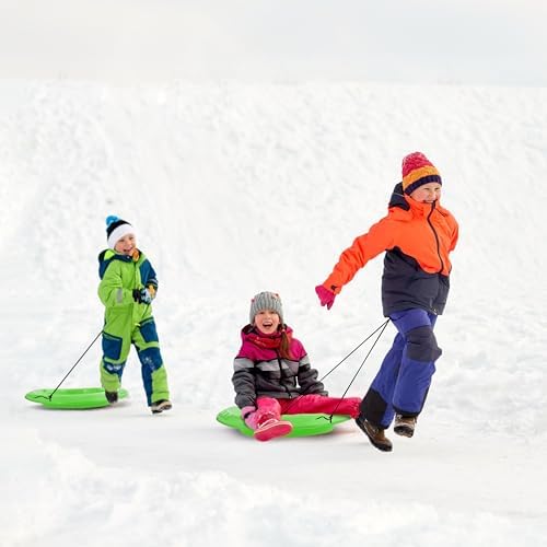 Superio Pack of 3 Toboggan Snow Sled for Kids and Adults, 37" Plastic Sled with Pull Ropes and Handles