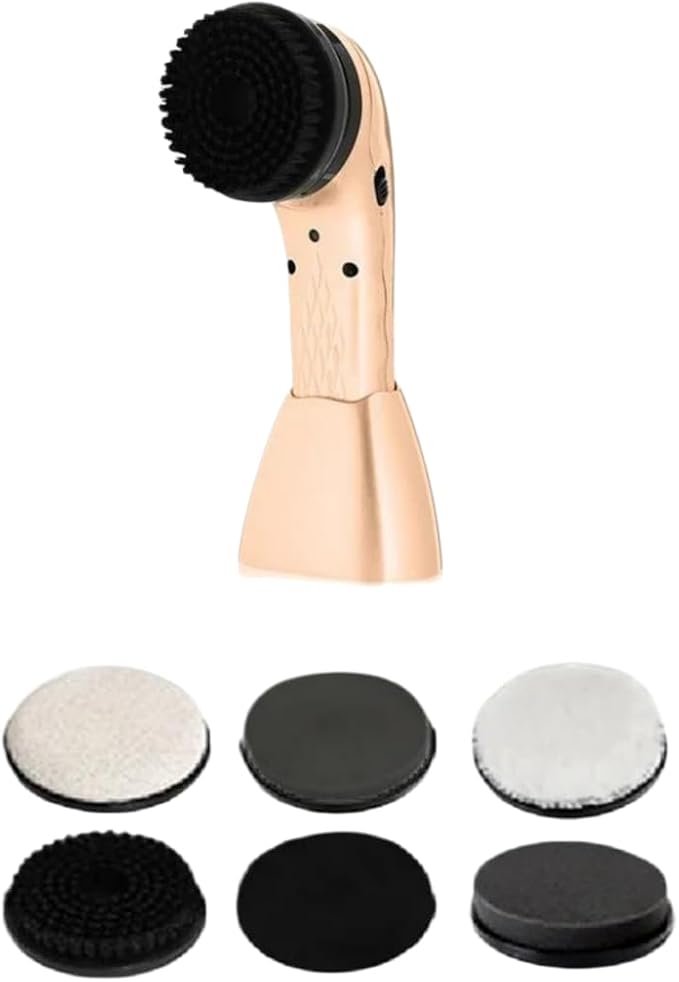 USB Rechargeable Electric Shoe Polisher,Portable Handheld Leather Shoe Shine Machine with Replacement Brush Heads,Multifunctional Leather Care Buffer for Shoes,Bags,Sofas,Car Seats,Brass