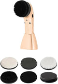 USB Rechargeable Electric Shoe Polisher,Portable Handheld Leather Shoe Shine Machine with Replacement Brush Heads,Multifunctional Leather Care Buffer for Shoes,Bags,Sofas,Car Seats,Brass