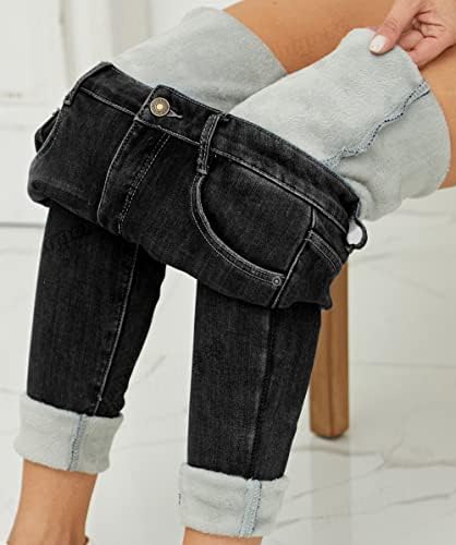 Yehopere Women's Winter Fleece Lined Jeans Slim Fit Warm Skinny High Waist Denim Jean
