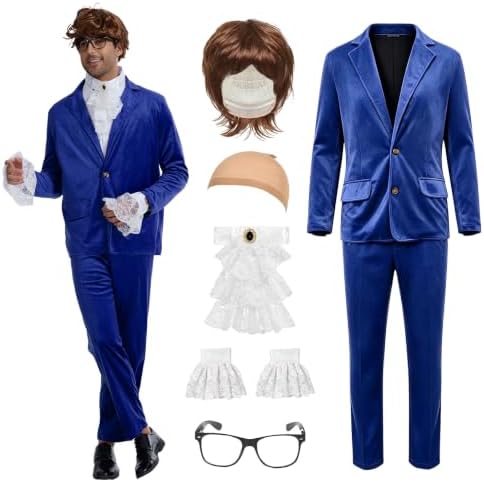 6 Pcs Mens 60's Swinger Spy Costume