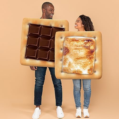 2 Pcs Halloween Couple Costume Marshmallows and Chocolate Tunic Costume