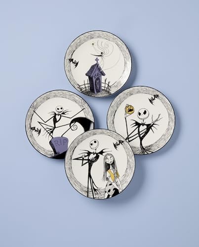 Lenox Nightmare Before Christmas Halloween Accent Plates, Appetizer Set