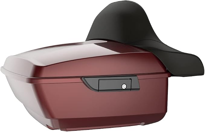 Advanblack Road Glide Tour Trunk Pack Stiletto Red King Tour Trunk Pack Luggage +Wrap-Around Backrest Pad for '97-'25 Harley Touring Road King Street Glide Electra Glide CVO models