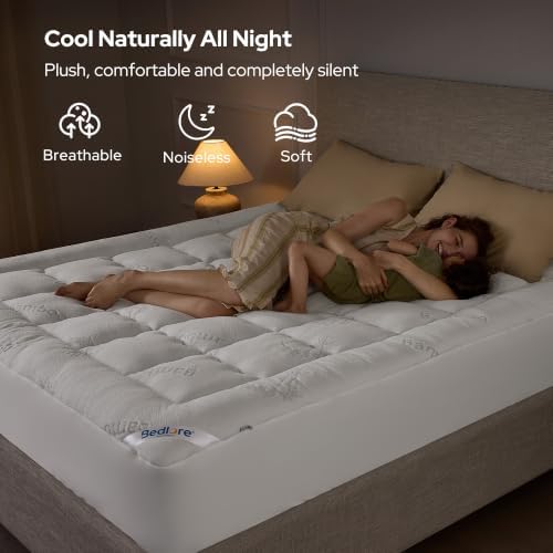 BEDLORE Full XL Size Mattress Topper, Thick Soft Pillow Top Bed Topper