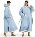 Bedsure Wearable Blanket Hoodie, Long Hooded Blanket Sweatshirt as Christmas Birthday Gifts for Men, Cozy Sherpa Hoodie for Adult, Oversize, Sky Blue