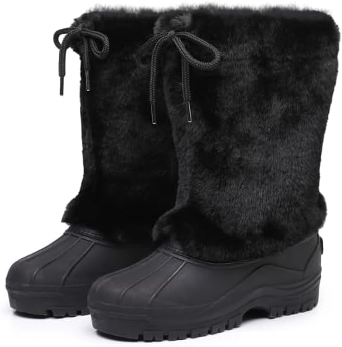 Waterfproof Snow Boots for Women Furry Fuzzy Faux Fur Duck Boots
