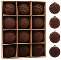 Christmas Ornaments Set Coffee Brown Velvet 3.15 in Decorative Balls