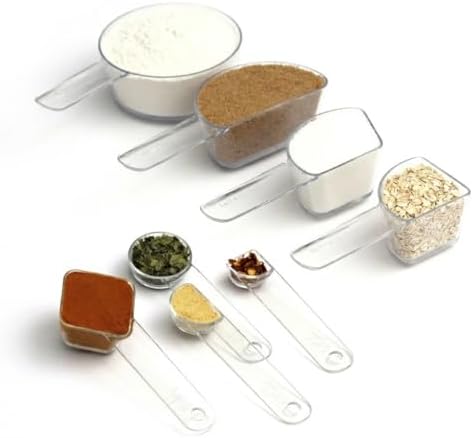 Visual Measuring Cups + Spoons Combo Pack – Easy-Read, Fraction Shaped Measuring Cups & Spoons – Clear, Shatterproof and Dishwasher Safe, Made in USA