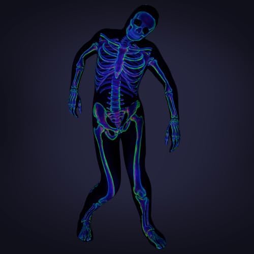 Uisozsfeb Men's Skeleton Costume Glow in Dark Jumpsuit Light Up Bodysuit