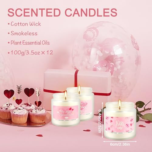 12 Pack Valentines Scented Candles,3.5oz Romantic Candle Gifts