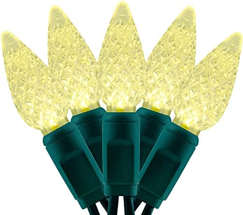 YULETIME 140 Warm White C6 Christmas Lights, 2-Set 36 ft 70ct One-Piece LED