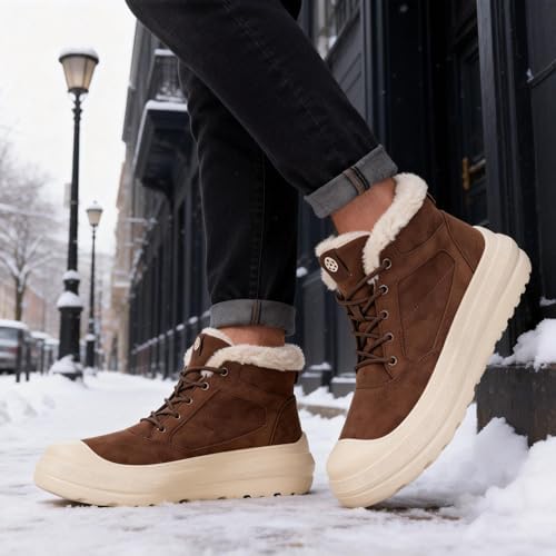Eagsouni Womens Snow Boots Suede Leather Winter Shoes