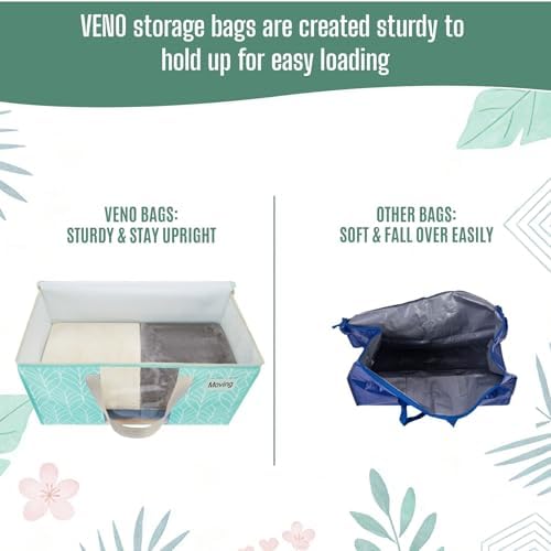 VENO Moving Bags, Wide Open Top, Clear Window, Evergreen, 6 Pack