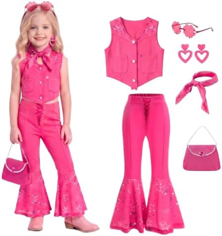 Girls Movie Doll Costume, Kids Rose Outfit Movie Cosplay Dress up Halloween Birthday Party